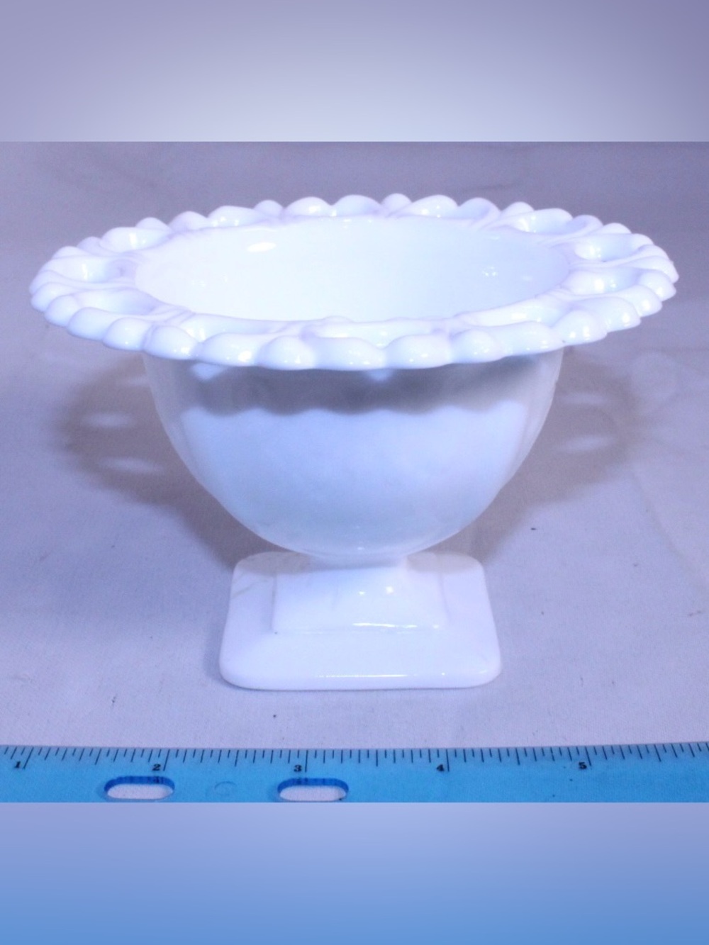 Vintage Indiana Glass "Lorain" Pattern Milk Glass Compote